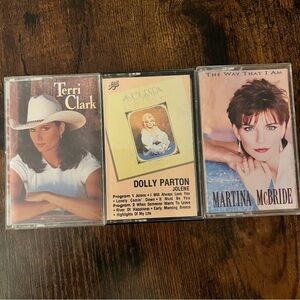 Country Music Cassettes - Terri Clark, Dolly Parton & Martina McBride